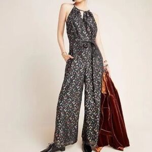 Eva Franco Edita Halter Metallic Clip Dot Jumpsuit